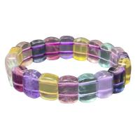 Bracelets de pierres précieuses, Fluorite colorée, cadre, pour femme, multicolore, 10x14mm, Longueur Environ 18 cm, Vendu par PC