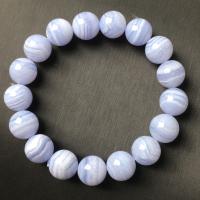 Agate Jewelry Bracelet, Lace Agate, Round, Unisex & different size for choice, blue, Length:Approx 18 cm, Sold By PC