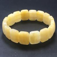 Gemstone Bracelets, Lighter Imperial Jade, Square, Unisex, yellow, 11x16x5mm, Length:Approx 18 cm, Sold By PC