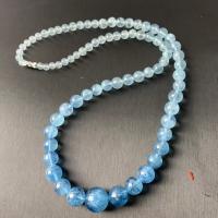 Natural Gemstone Necklace, Aquamarine, Round, for woman, blue, 5-14mm, Length:Approx 38 cm, Sold By PC