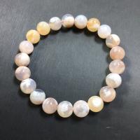 Agate Jewelry Bracelet, Cherry Blossom Agate, Round, Unisex & different size for choice, mixed colors, Length:Approx 18 cm, Sold By PC