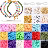 Polymer Clay DIY Bracelet Set, Elastic Thread & beads & tweezers, with Plastic Box & Tibetan Style & Acrylic, mixed colors, 190x130x22mm, Sold By Set