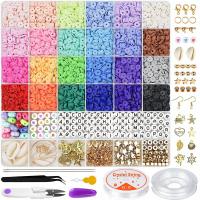 Polymer Clay DIY Bracelet Set Elastic Thread & beads & scissors​ & tweezers with Plastic Box & Zinc Alloy & Acrylic mixed colors Sold By Box