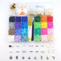 Polymer Clay DIY Bracelet Set Elastic Thread & beads & scissors​ & tweezers & pendant with Plastic Box & Zinc Alloy & Acrylic mixed colors Sold By Box