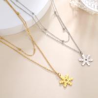 Stainless Steel Jewelry Necklace 304 Stainless Steel with 1.97inch extender chain Snowflake Vacuum Ion Plating Double Layer & fashion jewelry & for woman Sold Per Approx 17.72 Inch Strand