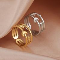 Rozsdamentes acél Finger Ring, 304 rozsdamentes acél, Hold és csillag, divat ékszerek & a nő, több színt a választás, 1mm, Által értékesített PC