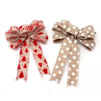 Linen ribbon  bow, Bowknot, printing, DIY & Christmas jewelry, more colors for choice, 160x250mm, Sold By PC