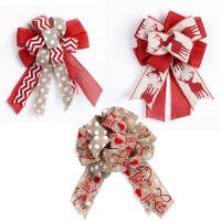 Linen ribbon  bow Bowknot printing DIY & Christmas jewelry Sold By PC