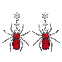 Cubic Zirconia Micro Pave Brass Earring, Spider, plated, fashion jewelry & micro pave cubic zirconia & for woman, more colors for choice, nickel, lead & cadmium free, 13x43mm, Sold By Pair