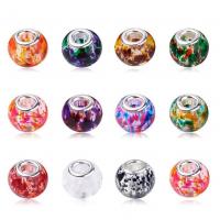 Glass Large Hole Bead, stoving varnish, random style & DIY, mixed colors, 14x11mm, Hole:Approx 5mm, Sold By PC