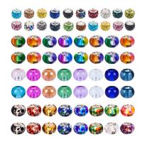 Glass Large Hole Bead, with Polymer Clay & Crystal, DIY & mixed, more colors for choice, 14mm, 100PCs/Bag, Sold By Bag
