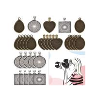 Zinc Alloy Pendant Cabochon Setting with Glass plated DIY 18-25mm Sold By Set