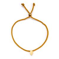Stainless Steel Jewelry Bracelet, 304 Stainless Steel, with Polyester Cord, real gold plated, fashion jewelry & adjustable & for woman, more colors for choice, Hole:Approx 6mm, Length:Approx 6-9.4 Inch, Sold By PC