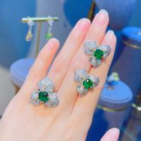 Rhinestone Jewelry Sets, Stud Earring & finger ring, Brass, Flower, plated, adjustable & for woman & with rhinestone, more colors for choice, nickel, lead & cadmium free, 7.60mm, US Ring Size:6-8, Sold By PC