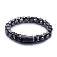 Titanium Steel Bracelet, Vacuum Ion Plating, for man, black, 9mm, Length:Approx 8.66 Inch, Sold By PC