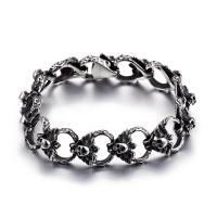 Titanium Steel Bracelet, Skull, for man, original color, 16mm, Length:Approx 8.66 Inch, Sold By PC