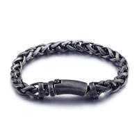 Titanium Steel Bracelet & Bangle, Vacuum Ion Plating, for man, black, 8mm, Length:Approx 8.66 Inch, Sold By PC