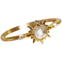 Kubisk Circonia Micro bane messing Ring, med Clear Quartz, guldfarve belagt, mode smykker & Micro Pave cubic zirconia & for kvinde, nikkel, bly & cadmium fri, Solgt af PC