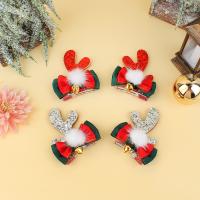 Christmas Hair Clip Cloth with Zinc Alloy 2 pieces & Christmas Design Sold By Set