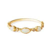 Ring Finger mosiądz, ze Opal morski, Platerowane w kolorze złota, biżuteria moda & dla kobiety, bez zawartości niklu, ołowiu i kadmu, sprzedane przez PC