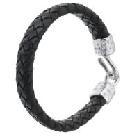 Cowhide Bracelet 316 Stainless Steel with cowhide cord fashion jewelry & Unisex black 12mm Length Approx 8 Inch Sold By PC