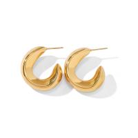 Stainless Steel Stud Earrings, 304 Stainless Steel, Vacuum Ion Plating, fashion jewelry & for woman, golden, 32x27mm, Sold By Pair