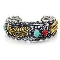 alliage de zinc bracelet manchette, avec turquoise, Placage, bijoux de mode & pour femme, multicolore, 27mm, Vendu par PC