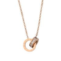 Titanstahl Halskette, mit Kupfernickel, mit Verlängerungskettchen von 6cm, plattiert, Modeschmuck & Micro pave Zirkonia & für Frau, keine, 12mm, Länge:38 cm, verkauft von setzen