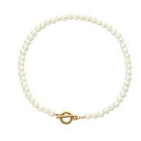 Plastik-Perlenkette, Zinklegierung, mit ABS-Kunststoff-Perlen, goldfarben plattiert, Modeschmuck & für Frau, weiß, verkauft per 45 cm Strang