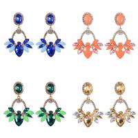 Rhinestone náušnice, Zinek, módní šperky & pro ženy & s drahokamu, více barev na výběr, 63x44mm, Prodáno By Pair