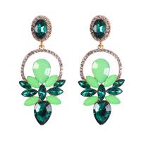 Rhinestone Earring, Tibetan Style, plated, fashion jewelry & for woman & with rhinestone, more colors for choice, 80x35mm, Sold By Pair
