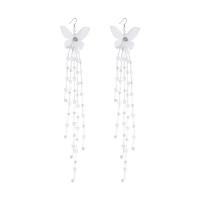 Fashion Fringe Kolczyki, Stop cynku, ze Tworzywa ABS perła & Gaza, biżuteria moda & dla kobiety, biały, 262x5mm, sprzedane przez para