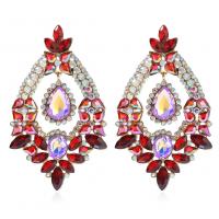 Rhinestone Earring Zinc Alloy gold color plated fashion jewelry & for woman & with rhinestone Sold By Pair