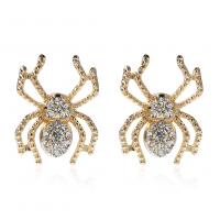 Rhinestone Earring Zinc Alloy Spider plated fashion jewelry & for woman & with rhinestone Sold By Pair