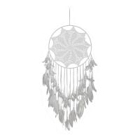 Mode Dreamcatcher, plume, avec fer, Suspendus, blanc, 1000mm, Vendu par PC