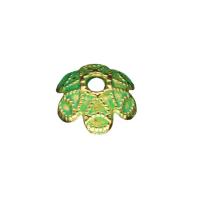 Tibetan Style Bead Cap, Flower, gold color plated, DIY, green, nickel, lead & cadmium free, 10mm, Sold By PC