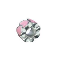 Brass Spacer Beads Zinc Alloy silver color plated DIY & enamel pink nickel lead & cadmium free Sold By PC