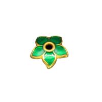 Imitation Cloisonne Zinc Alloy Beads with Cloisonne Flower sang gold plated DIY & enamel green nickel lead & cadmium free 8mm Sold By PC