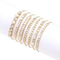 Cubic Zirconia Micro Pave Brass Bracelet with Cubic Zirconia gold color plated Adjustable & for woman nickel lead & cadmium free 6mm Length Approx 16-22 cm Sold By PC