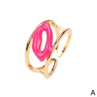 Brass Finger Ring, Lip, gold color plated, Adjustable & for woman & enamel, more colors for choice, nickel, lead & cadmium free, 11x14mm, Inner Diameter:Approx 20mm, Sold By PC