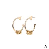 Brass Stud Earring gold color plated & for woman nickel lead & cadmium free Sold By Pair
