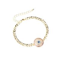 Evil Eye Jewelry Bracelet, Brass, with Cubic Zirconia, Flat Round, gold color plated, Adjustable & for woman, mixed colors, nickel, lead & cadmium free, 18x18mm, Length:Approx 16-22 cm, Sold By PC