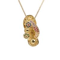 Cubic Zircon Micro Pave Brass Necklace with Cubic Zirconia Slipper gold color plated Adjustable & for woman multi-colored nickel lead & cadmium free Length Approx 35-45 cm Sold By PC