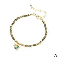 Gemstone Bracelets, Brass, with Cubic Zirconia & Gemstone, Heart, plated, Adjustable & for woman, more colors for choice, nickel, lead & cadmium free, 10x12mm, Length:Approx 16-22 cm, Sold By PC
