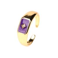 Brass Cuff Finger Ring, with Cubic Zirconia, gold color plated, Adjustable & for woman & enamel, more colors for choice, nickel, lead & cadmium free, 6mm, Inner Diameter:Approx 20mm, Sold By PC