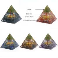 Pryskyřice Pyramid dekorace, s Drahokam & Tiger Tail Wire, Pyramidální, pro domácnosti a kanceláře & různé styly pro výběr, více barev na výběr, 60x60mm, Prodáno By PC