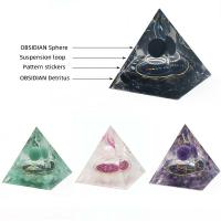 Resin Pyramid Decoration, with Gemstone, Pyramidal, for home and office & different materials for choice, more colors for choice, 60x60mm, Sold By PC