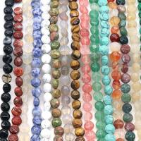 Mixed Gemstone Beads, Flat Round, polished, DIY & different materials for choice & faceted, more colors for choice, 8mm, Sold Per Approx 7.87 Inch Strand