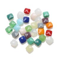 Kristall-Perlen, Kristall, Quadrat, poliert, DIY & facettierte, mehrere Farben vorhanden, 6mm, ca. 98PCs/Strang, verkauft von Strang