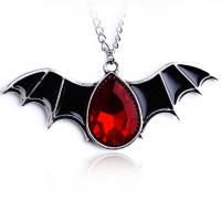 Tibetan Style Necklace, with Crystal, Bat, silver color plated, Halloween Design & Unisex & enamel, more colors for choice, nickel, lead & cadmium free, 88x35mm, Length:15.75 Inch, Sold By PC